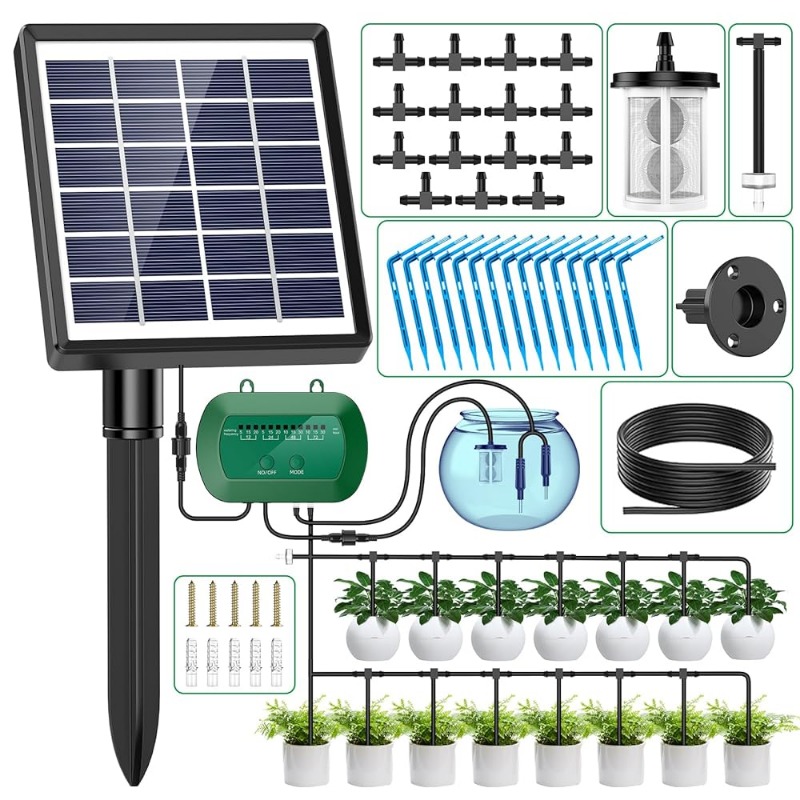 Automatic Plant Waterer - พลังงานแสงอาทิตย์อัจฉริยะชลประทานชุด 6V 2W ในตัว 1800mAh แบตเตอรี่ชลประทานสําหรับกระถางต้นไม้